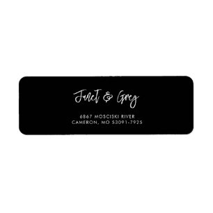 Contemporary modern black return address