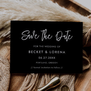 Contemporary modern black save the date
