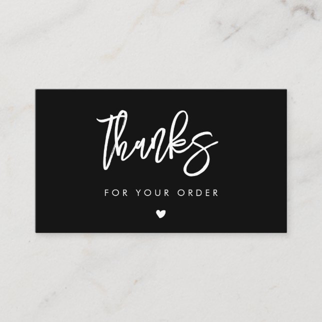 Contemporary Modern Black Thank you for your order Business Card (Front)