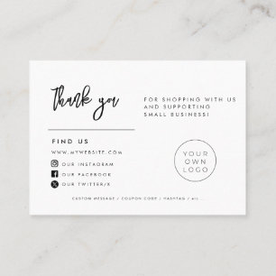 Contemporary Modern Black Thank you package insert