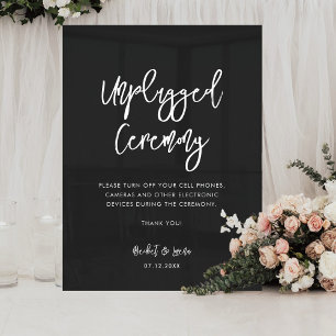Contemporary modern black Unplugged ceremony Acrylic Sign