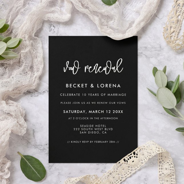 Contemporary modern black Vow renewal Invitation (Creator Uploaded)