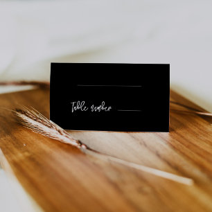 Contemporary modern black wedding place card