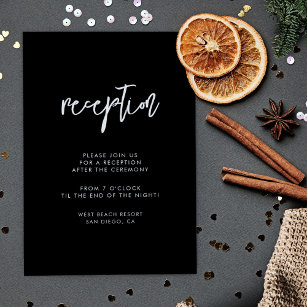 Contemporary modern black wedding reception invitation