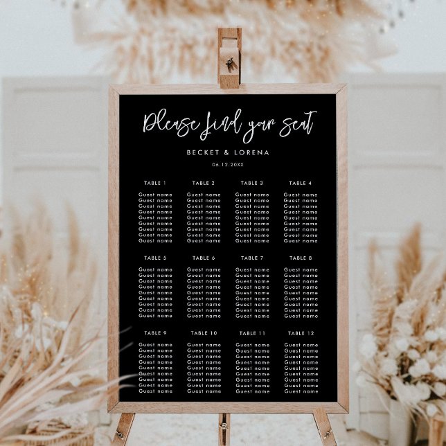 Contemporary modern black wedding seating chart (Creator Uploaded)