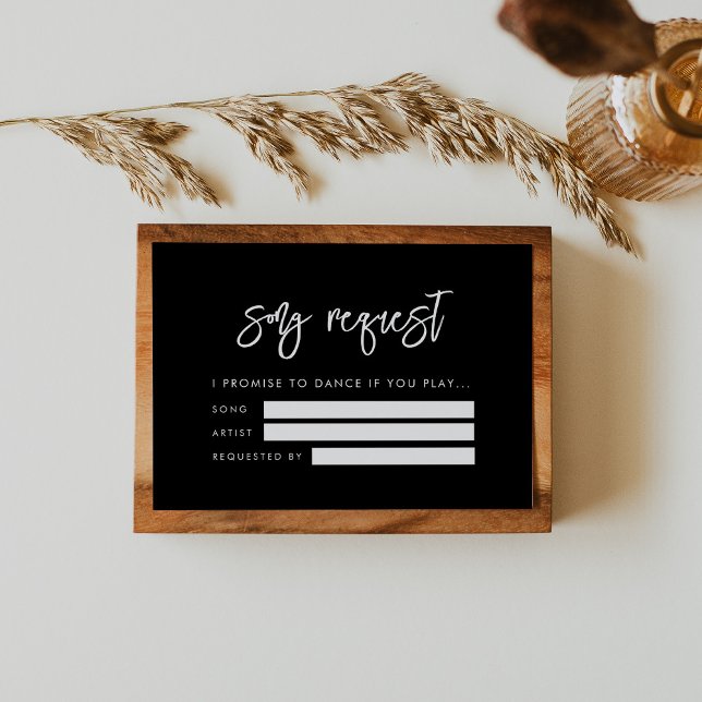 Contemporary modern black wedding Song request Enclosure Card (Creator Uploaded)