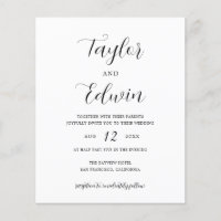 Contemporary Modern Budget Wedding Invitation