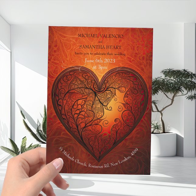 Contemporary Modern Burnt Orange Wedding Invitation (Creator Uploaded)