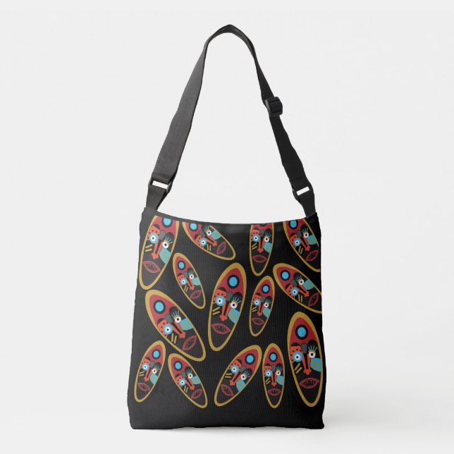 Contemporary Modern Colourful Abstract face art Crossbody Bag (Front)
