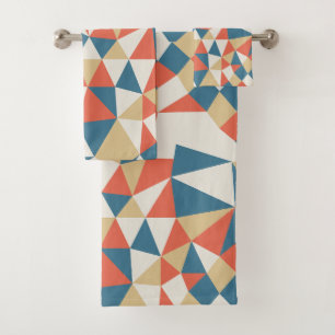 Contemporary Modern Colourful Geometric Pattern Bath Towel Set