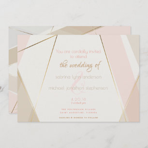 Contemporary Modern Geometric Stripes Blush Sand Invitation