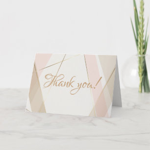 Contemporary Modern Geometric Stripes Blush Sand Thank You Card