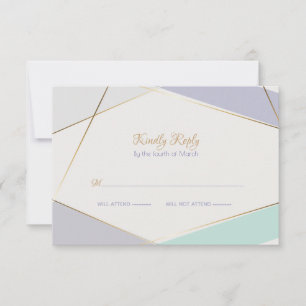 Contemporary Modern Geometric Stripes Mint Violet RSVP Card