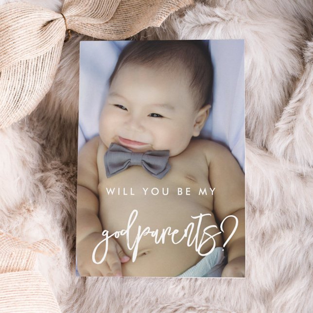 Contemporary modern Godparent proposal photo card (Creator Uploaded)