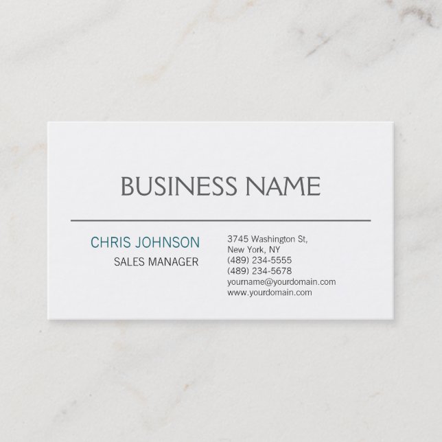 Contemporary Modern Minimalist Plain Business Card (Front)