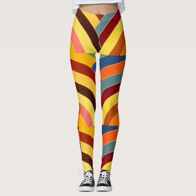 contemporary modern multi-coloured  chevrons leggings (Front)