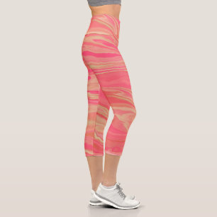 Contemporary Modern Trendy Style Yellow & Pink Capri Leggings