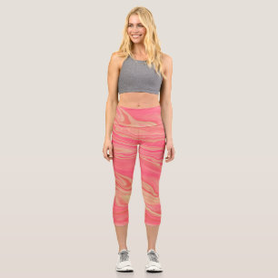 Contemporary Modern Trendy Yellow & Pink Capri Leggings