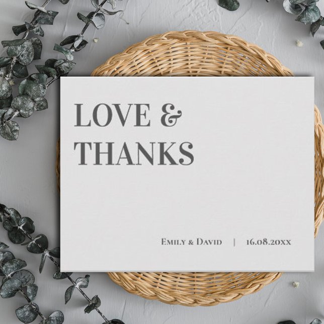 Contemporary Modern Wedding Love And Thanks Postcard (Creator Uploaded)