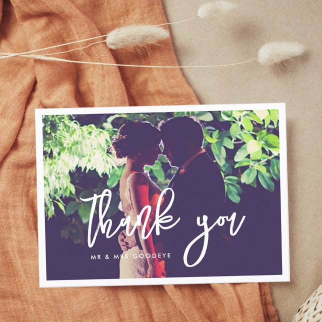 Contemporary modern wedding Thank you photo Postcard (Creator Uploaded)