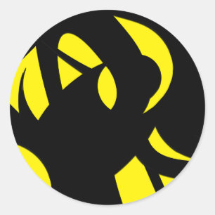 Contemporary Modern Yellow / Black  Classic Round Sticker