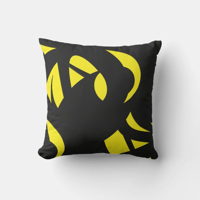 Contemporary Modern Yellow / Black  Cushion (Front)