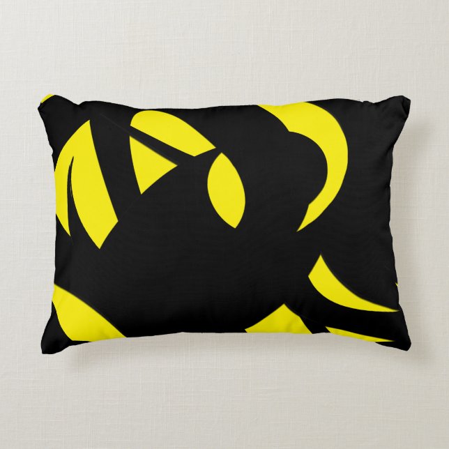 Contemporary Modern Yellow / Black  Decorative Cushion (Front)