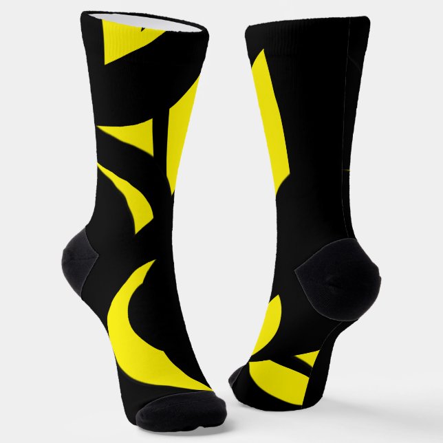 Contemporary Modern Yellow / Black  Socks (Angled)