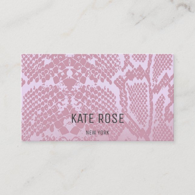 Contemporary Monochromatic Python Skin Pink Business Card (Front)