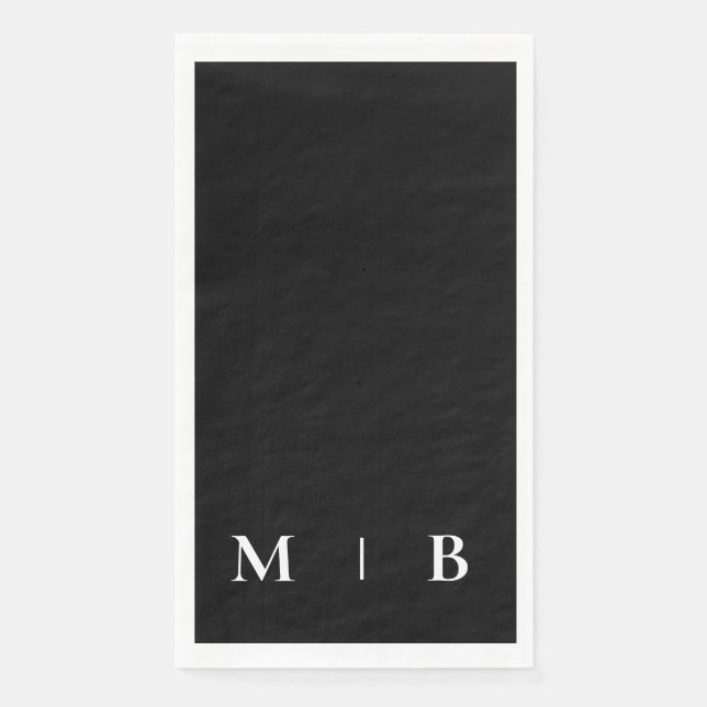 Contemporary Monogram Black & White Napkin (Front)