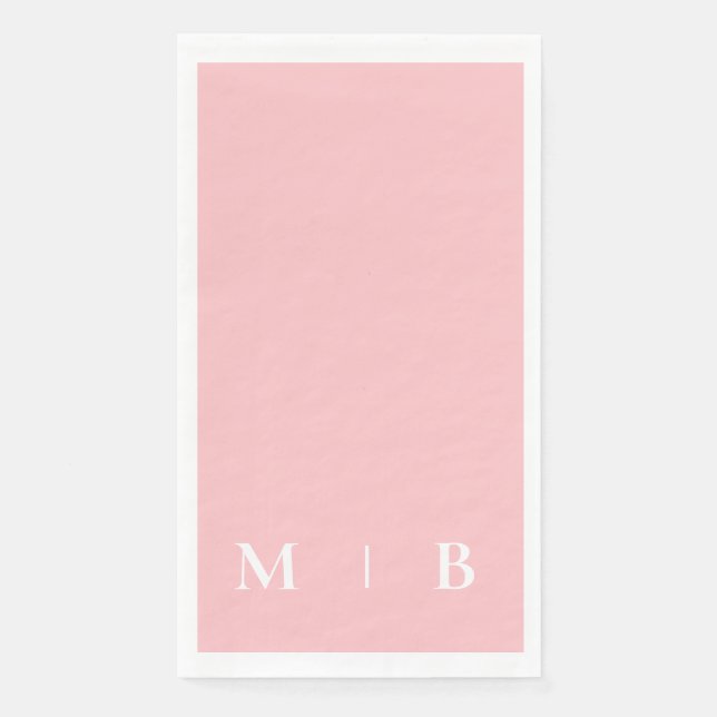 Contemporary Monogram Blush Wedding  Napkin (Front)