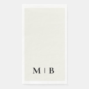 Contemporary Monogram Cream Black Text Wedding Napkin
