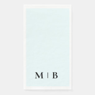 Contemporary Monogram Ice Blue Black Text Wedding Napkin