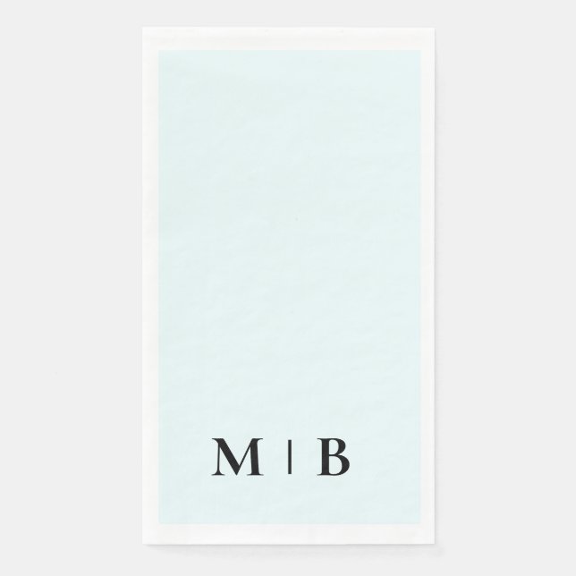 Contemporary Monogram Ice Blue Black Text Wedding Napkin (Front)