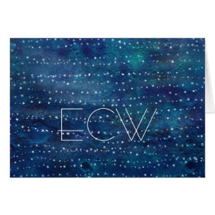Contemporary Monogram Note Cards-Starry Lines