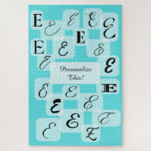 Contemporary Monograms Customisable: "E" Aqua