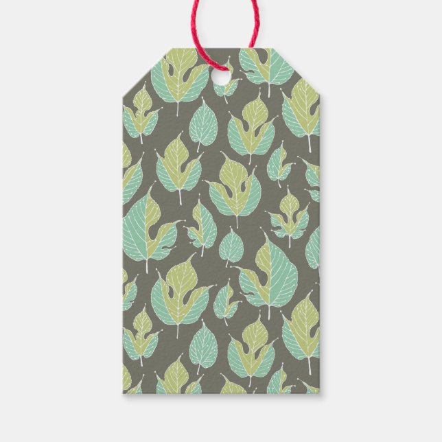 Contemporary Mulberry Leaves Gift Tags (Front)