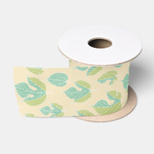 Contemporary Mulberry Leaves Pattern  Satin Ribbon