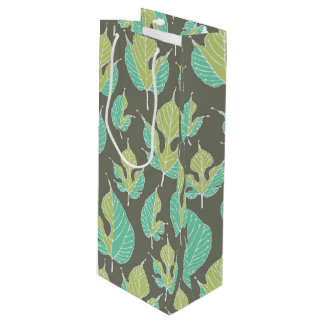 Contemporary Mulberry Leaves Pattern Wine Gift Bag