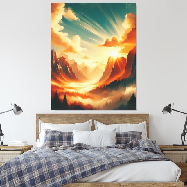 Contemporary Nature Spray Paint Canvas Print (Insitu(Bedroom))