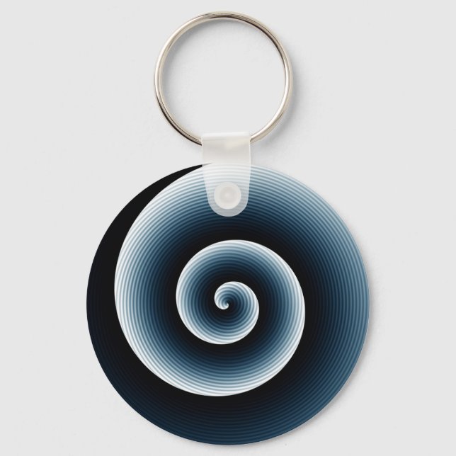 Contemporary Navy Deep Blue Stylish Twirl Pattern Key Ring (Front)