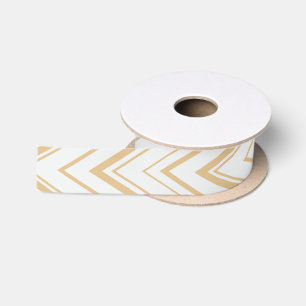 Contemporary neutral gold white chevron pattern satin ribbon