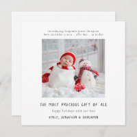Contemporary Newborn Photo Birth Christmas Card