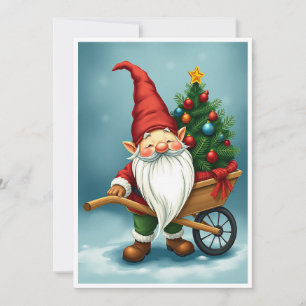 Contemporary Non Photo Colourful Cute Gnome Holiday Card
