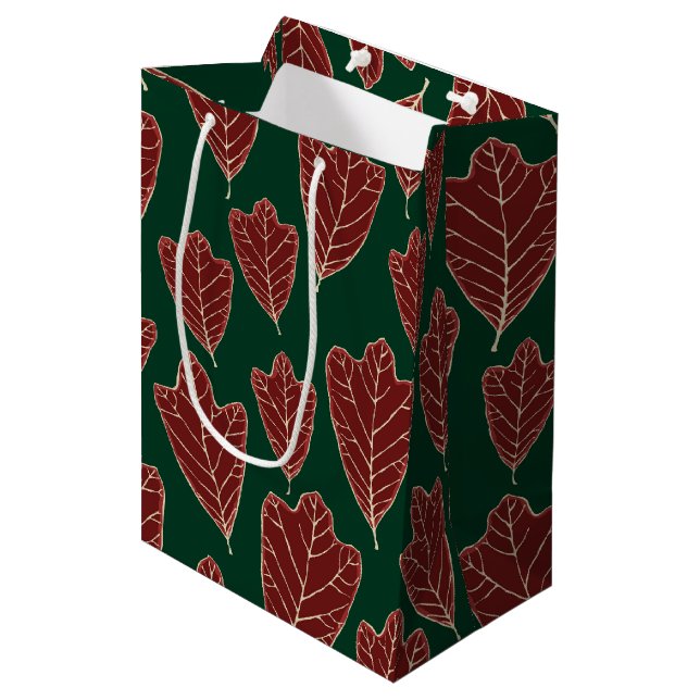Contemporary Oak Leaves Pattern Medium Gift Bag (Front Angled)