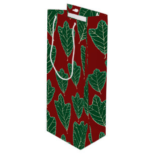 Contemporary Oak Leaves Pattern Wine Gift Bag