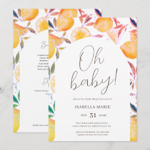 Contemporary Oh Baby Lemon Baby Shower All in One Invitation