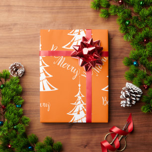 Contemporary Orange and White Christmas Wrapping Paper