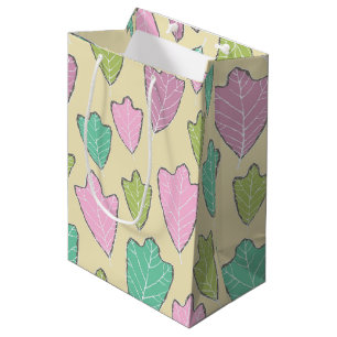 Contemporary Pastel Oak Leaves Pattern Medium Gift Bag