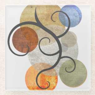 Contemporary Patterned Circles Glass Coaster